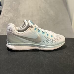 Nike Zoom Pegasus 34 Shoes Womens Size 8 White Blue Running Sneakers 880560-104